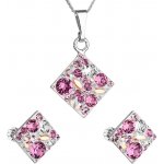 Pavona Sada šperků s krystaly Swarovski náušnice, řetízek a přívěsek růžový kosočtverec 39126.3 – Zboží Mobilmania