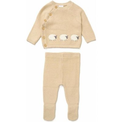 Kojenecká 2D pletená souprava Ovečky kapučíno – Zboží Dáma
