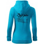 Zraji jako víno dámská mikina trendy zipper s kapucí Světlý tyrkys – Zboží Dáma