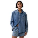 GAP Džínová oversize košile UltraSoft Tmavě modrá – Zboží Dáma
