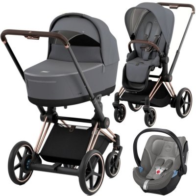 CYBEX Rám e-Priam 2.0 + Seat Pack + Lux Carry Cot + Aton 5 2023 Soho Grey