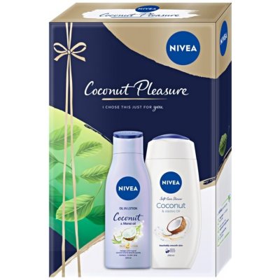 Nivea Coconut Pleasure pečující tělové mléko 200 ml + krémový sprchový gel 250 ml dárková sada – Zbozi.Blesk.cz