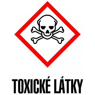 Grafiko | GHS 06 - symbol s textem - Text obrázku TOXICKÉ LÁTKY, Materiál Samolepící PVC folie, Rozměr 210x148mm – Hledejceny.cz