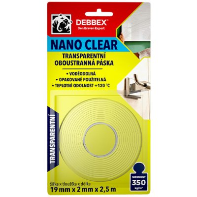 Den Braven Nano Clear Transparentní oboustranná páska 19 mm × 2 mm x 2,5 m transparentní – Zbozi.Blesk.cz