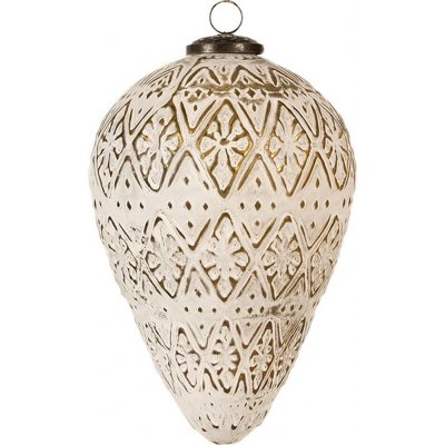 Clayre & Eef Bílo-zlatá antik vánoční ozdoba baňka M - Ø 13*21 cm – Hledejceny.cz