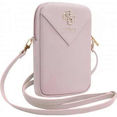 Guess PU Grained 4G Metal Logo se Zipem Pink – Sleviste.cz