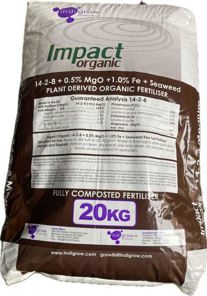 Impact Organic Medium 14-2-8+0.5MgO+1Fe+Seaweed 20 kg