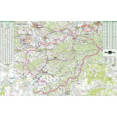 ZES Zlínský kraj - nástěnná mapa 150 x 95 cm Varianta: bez rámu v tubusu, Provedení: laminovaná mapa v lištách – Hledejceny.cz