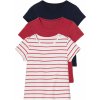 Dětské tričko lupilu Dívčí triko 3 kusy námořnická modrá / pruhy / červená