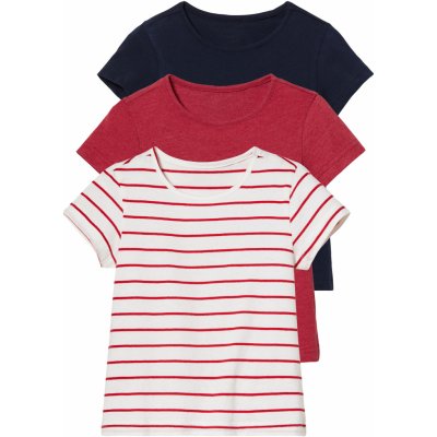lupilu Dívčí triko 3 kusy námořnická modrá / pruhy / červená – Zboží Dáma