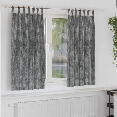 Závěs s záclonami 2 ks šedý 175 x 140 cm Samet – Hledejceny.cz