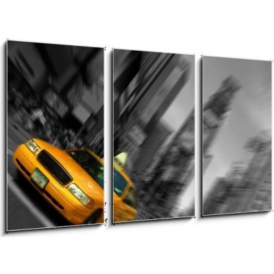 Obraz 3D třídílný - 90 x 50 cm - New York City Taxi, Blur focus motion, Times Square New York City Taxi, Blur zaostřování, Times Square – Zbozi.Blesk.cz