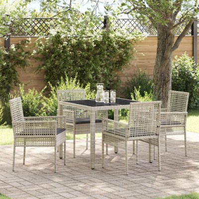 OMAXI 891167 Zahradní jídelní souprava 5 pcs Světle šedá Poly ratan – Hledejceny.cz