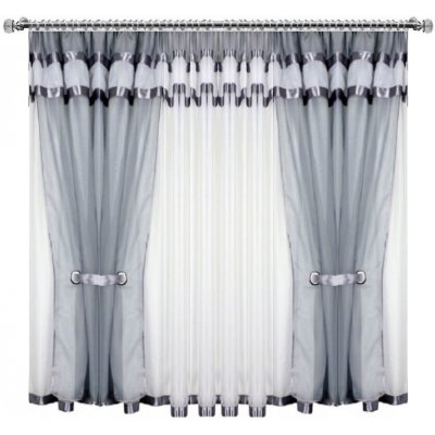 BytoTex Voálová kusová záclona se závěsem Alena šedá 400x150 cm – Hledejceny.cz