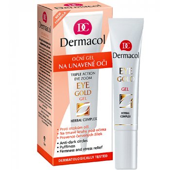 Dermacol Eye Gold Gel oční gel proti otokům únavě a kruhům pod očima 15 ml