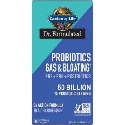 Garden of Life Dr. Formulated Probiotics Gas and Bloating Probiotika proti plynatosti a nadýmání 50 miliard CFU 30 kapslí – Zboží Mobilmania