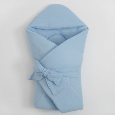 New Baby Mušelínová zavinovačka s kapucí modrá – Zboží Mobilmania