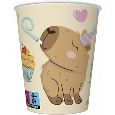 Pol-Mak Papírový kelímek 0,25l Cute Kapybara Party – Zboží Dáma