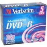 Verbatim DVD-R 4,7GB 16x, AZO, slim box, 5ks (43519) – Zbozi.Blesk.cz