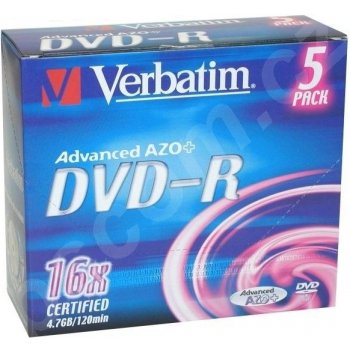 Verbatim DVD-R 4,7GB 16x, AZO, slim box, 5ks (43519)