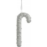 Clayre & Eef Bílo-stříbrná třpytivá vánoční ozdoba cukrová hůlka - 7*2*17 cm – Hledejceny.cz