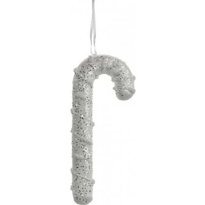 Clayre & Eef Bílo-stříbrná třpytivá vánoční ozdoba cukrová hůlka - 7*2*17 cm – Hledejceny.cz