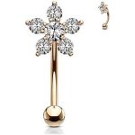 Šperky4U zlacený piercing do obočí kytička čiré zirkony OB0007-RD – Hledejceny.cz