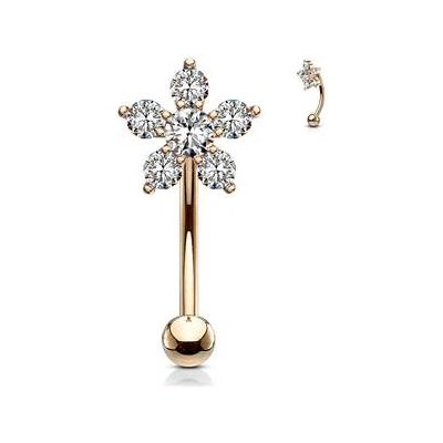 Šperky4U zlacený piercing do obočí kytička čiré zirkony OB0007-RD – Hledejceny.cz