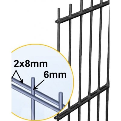 Plotový panel 2D OPTIMAL 8/6/8, bez povrchové úpravy Výška: 1030mm