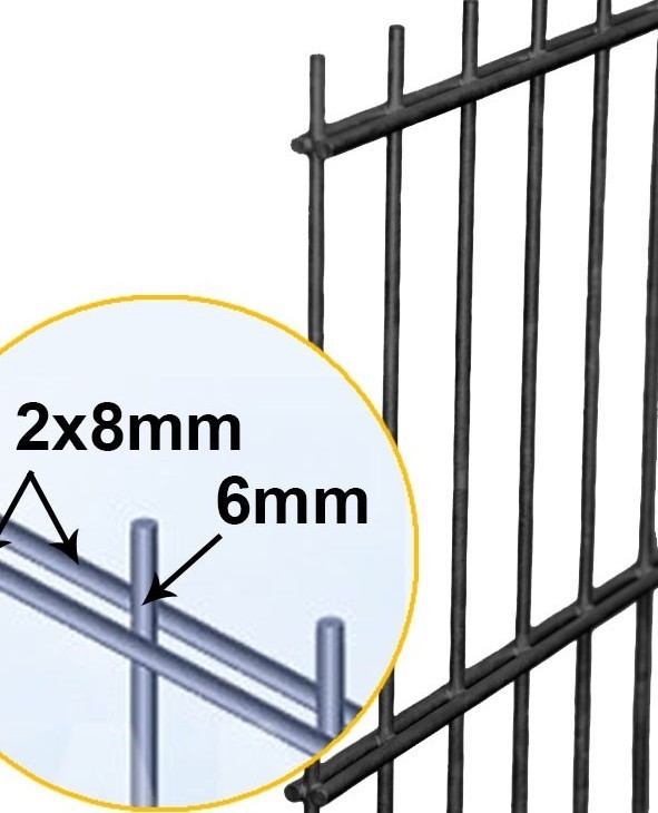 Plotový panel 2D OPTIMAL 8/6/8, bez povrchové úpravy Výška: 1030mm