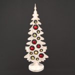 Amadea Dekorace vánoční strom na podstavci s koulemi bílý 100 x 40 cm český výrobek