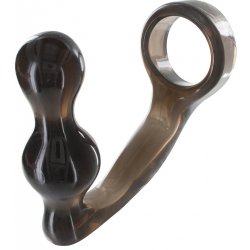 ToyJoy Manpower Plug & Penis Ring, anal lock 12x4,3cm kouřově