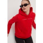 Tommy Jeans mikina dámská s kapucí s aplikací DW0DW17324 červená – Zboží Mobilmania