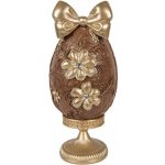 Čoko vajíčko na podstavci se zlatými květy a mašlí - 10*9*21 cm - Clayre & Eef – Hledejceny.cz