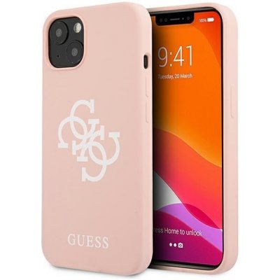 Pouzdro Guess iPhone 13 mini Silicone 4G Logo růžové