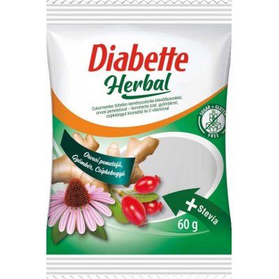 Diabette Herb Tvrdé bonbony s Jablečník obecný, vitaminem C s příchutí máty se sladidly 60 g