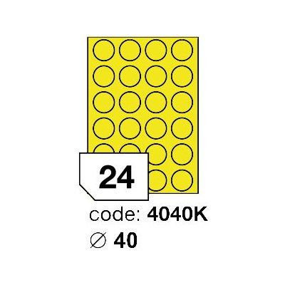 Rayfilm R0121 žluté etikety kulaté průměr 40mm 100 listů