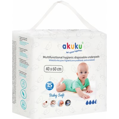 Akuku Jednorázové hygienické podložky Baby Soft 40x60cm 15ks – Zboží Mobilmania