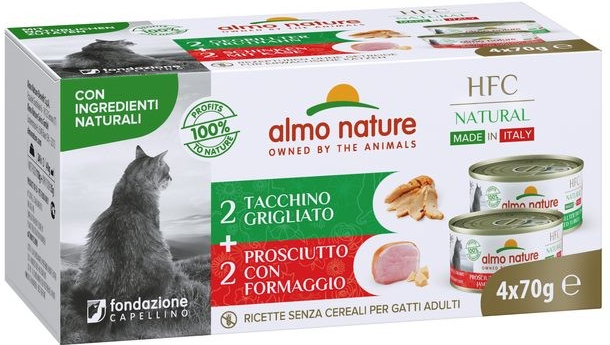 Almo Nature HFC šunka se sýrem grilovaná krůta 4 x 70 g