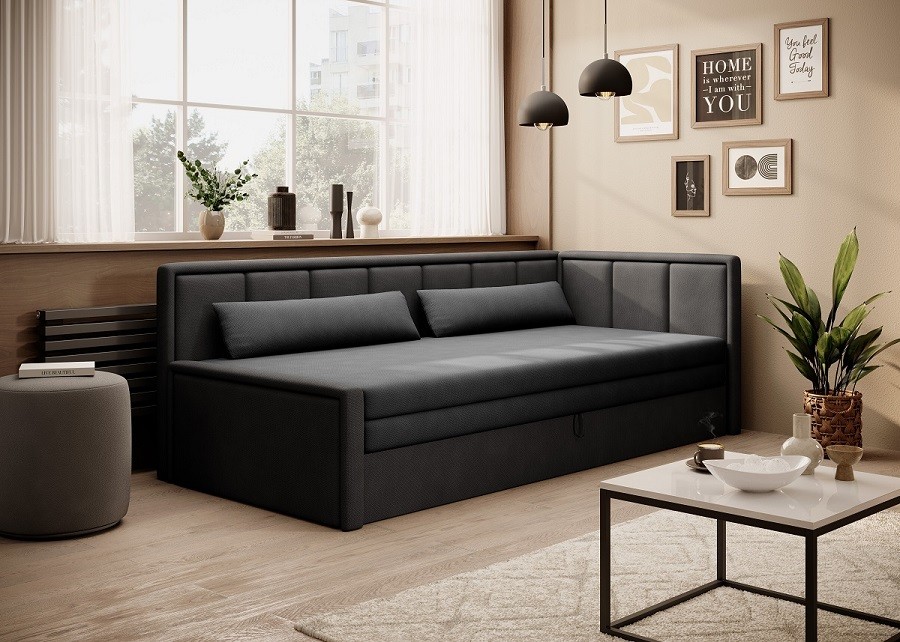 Eltap Rozkládací sofa Fulgeo s úložným prostorem černá / středně šedá