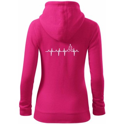 EKG Vánoční stromek dámská mikina trendy zipper s kapucí Purpurová – Zbozi.Blesk.cz