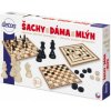 Šachy Detoa Šachy dáma mlýn dřevěné figurky a kameny společenská hra v krabici 35 x 23 x 4 cm 33014213-XG