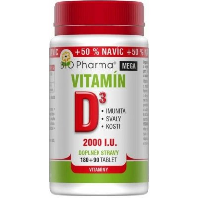 Bio-Pharma Vitamín D3 Mega 2000 I.U. 180+90 tablet – Hledejceny.cz