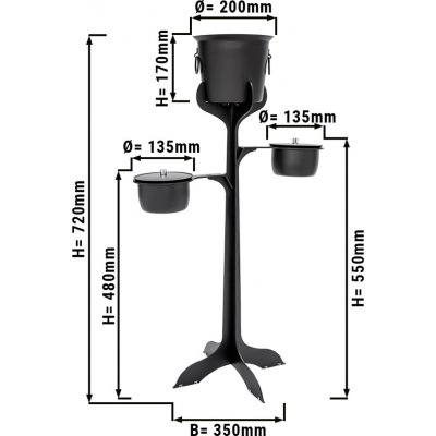 G.Gastro D10271916 Chladicí nádoba na lahve se stojanem a 2 nádobami na led nerezová ocel výška 720 mm černá – Zboží Mobilmania