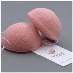 Konjac obličejová půlkulatá houbička s francouzským růžovým jílem růžová – Zboží Dáma