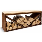 Blumfeldt Firebowl Kindlewood L Rust stojan na dřevo lavička 104 x 40 x 35 cm bambus zinek – HobbyKompas.cz