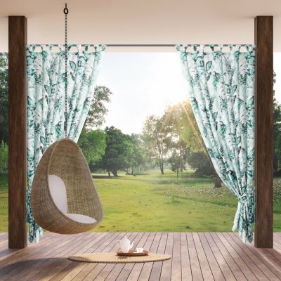 EUROFIRANY ZAHRADNÍ VODĚODOLNÝ ZÁVĚS NA POUTKÁCH GARDEN 155X240 CM LISTY – Hledejceny.cz