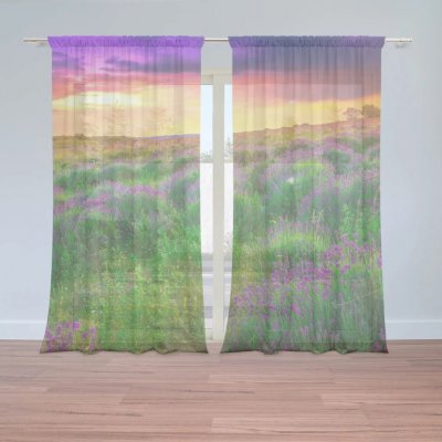 Sablio Záclony Levandulové pole: 2ks 150x250cm – Zboží Mobilmania