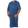 Pánské pyžamo noční košile krátký rukáv s kapsičkou modrá