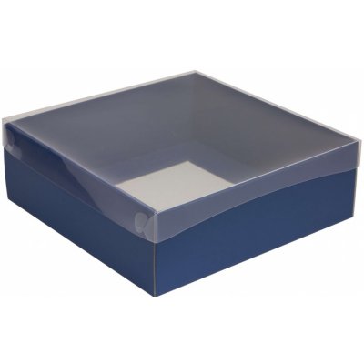 Dárková krabice s průhledným víkem 300x300x100/35 mm, modrá – Zboží Mobilmania